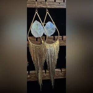 Wild & Free Girl Gold Fringe Aura Earrings